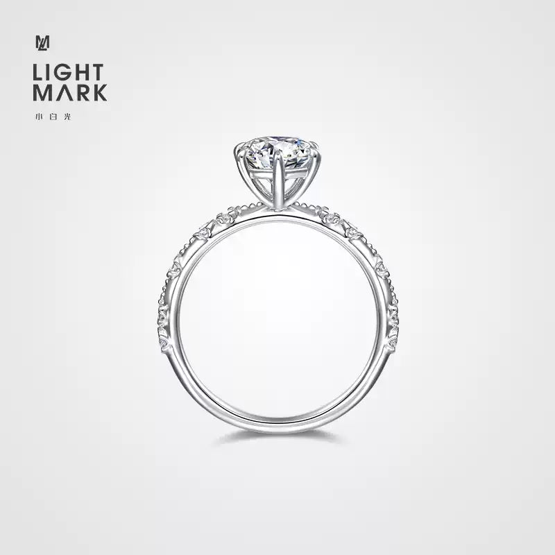 LIGHT MARK/Little White Light Esther 18k gold diamond ring six-claw engagement diamond ring female ring official authentic
