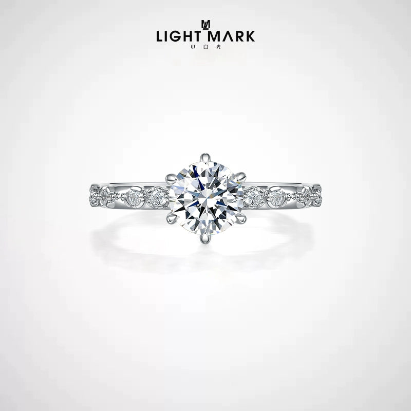 LIGHT MARK/Little White Light Esther 18k gold diamond ring six-claw engagement diamond ring female ring official authentic