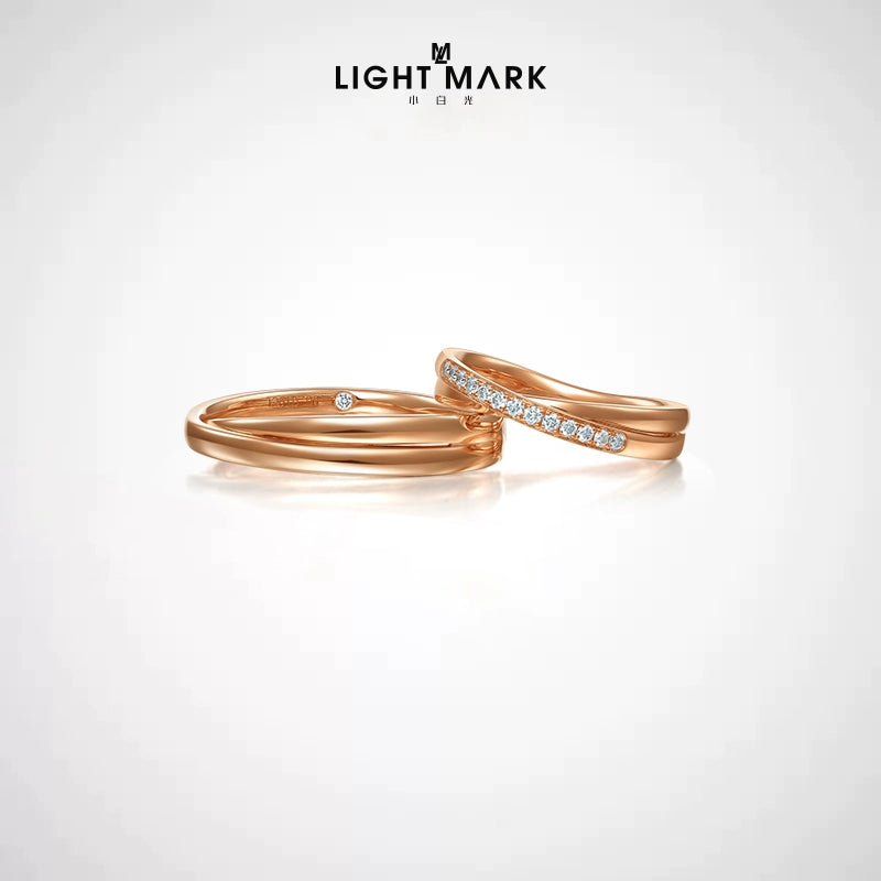LIGHT MARK Mobius 18K gold diamond couple ring