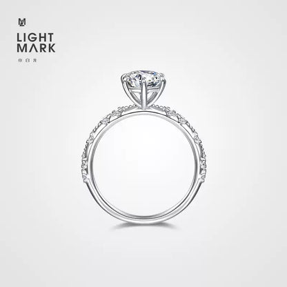 LIGHT MARK/Little White Light Esther 18k gold diamond ring six-claw engagement diamond ring female ring official authentic