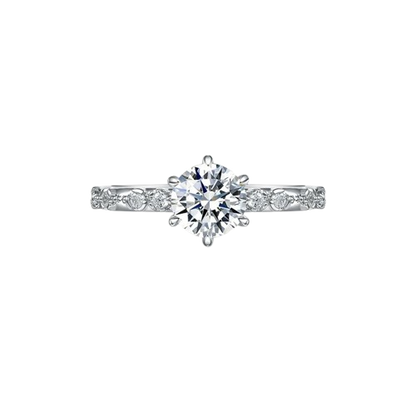 LIGHT MARK/Little White Light Esther 18k gold diamond ring six-claw engagement diamond ring female ring official authentic