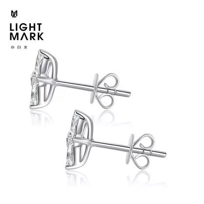 LIGHT MARK/Little White Light 18K Gold Flower Diamond Earrings All-match Earrings for Women Gifts