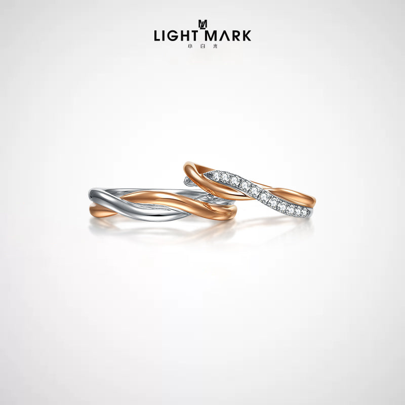 LIGHT MARK/Little White Light Mobius 18K Gold Diamond Couple Ring