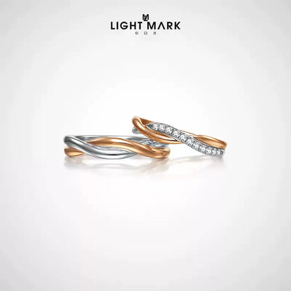 LIGHT MARK/Little White Light Mobius 18K Gold Diamond Couple Ring