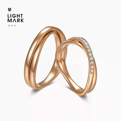 LIGHT MARK Mobius 18K gold diamond couple ring