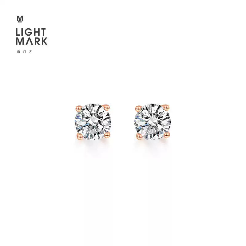 LIGHTMARK/Little White Light TheDay 18K Classic Six-claw Cultured Diamond Earrings Four-claw Earrings Female Gift