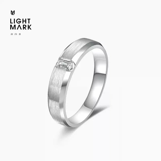 LIGHT MARK/Little White Light 18K Gold Diamond Men's Ring Wedding Ring Emerald Diamond