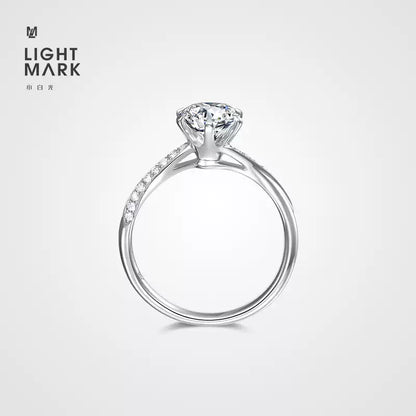 LIGHT MARK/Little White Light Goddess of Fortune 18k Gold Diamond Ring Six-claw Twist-arm Diamond Ring Proposal Female Ring