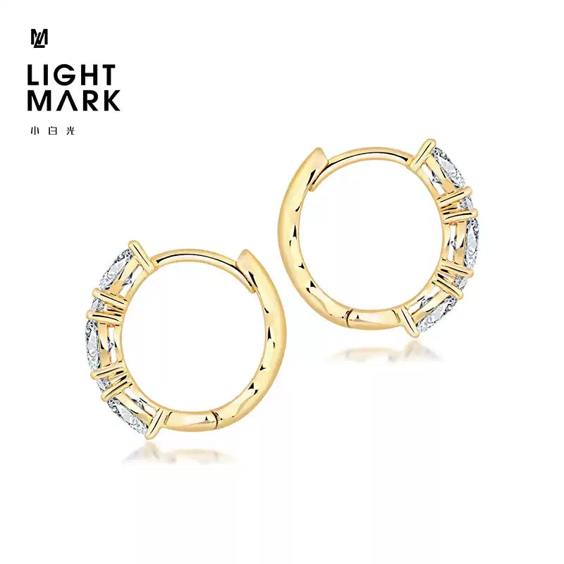 LIGHT MARK/Little White Light 18K Gold Diamond Earrings Simple and Versatile Women's Earrings Gift