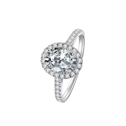 LightMark 18K gold oval diamond ring with small white light, light luxury wedding one carat ring for girlfriend