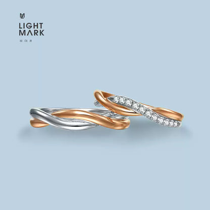 LIGHT MARK/Little White Light Mobius 18K Gold Diamond Couple Ring