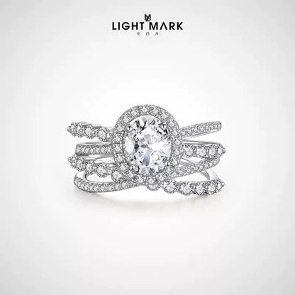 LIGHT MARK/Little White Light 18k Gold Diamond Ring Pigeon Egg Series Wedding Ring Proposal Gift Official Authentic