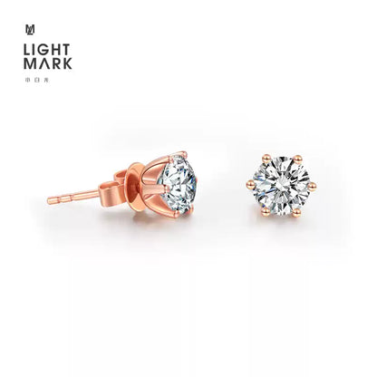 LIGHTMARK/Little White Light TheDay 18K Classic Six-claw Cultured Diamond Earrings Four-claw Earrings Female Gift