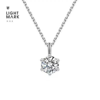 LightMark small white light 18K gold six-claw diamond necklace clavicle chain fashionable and simple necklace for girlfriend gift