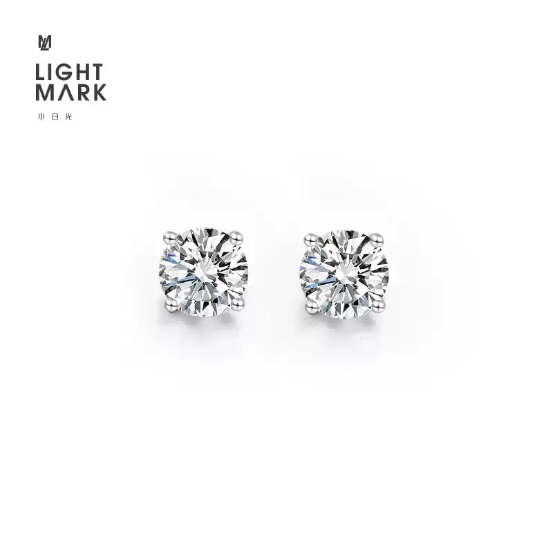 LIGHTMARK/Little White Light TheDay 18K Classic Six-claw Cultured Diamond Earrings Four-claw Earrings Female Gift