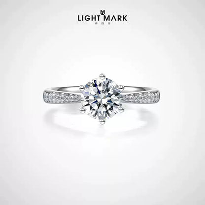 LIGHT MARK/Little White Light Tracy 18K Gold Diamond Ring Classic Six-claw Arm Diamond Ring Female Wedding Ring