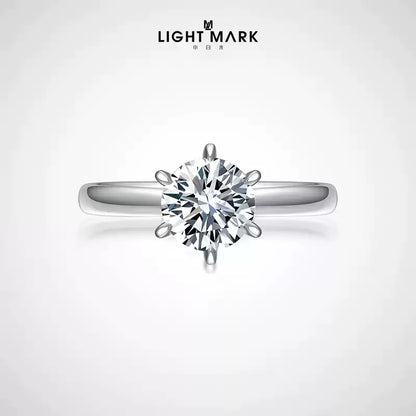 LIGHT MARK/Little White Light 18K Gold Classic Six-claw Diamond Ring Fashionable and Versatile Diamond Ring Proposal Gift for Women