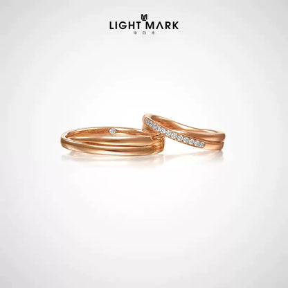 LIGHT MARK Mobius 18K gold diamond couple ring