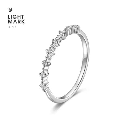 LightMark small white light 18K gold diamond ring stacking ring tail ring guard ring inlaid custom diamond ring female