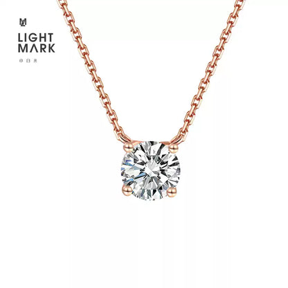 LIGHT MARK/Little White Light 18K Gold Four-claw Diamond Necklace Clavicle Chain Fashion Simple Set Chain for Girlfriend