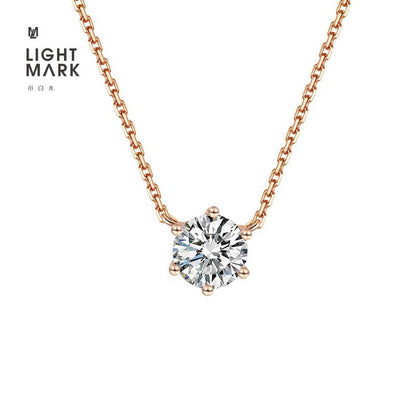 LightMark small white light 18K gold six-claw diamond necklace clavicle chain fashionable and simple necklace for girlfriend gift