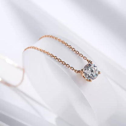 LIGHT MARK/Little White Light 18K Gold Four-claw Diamond Necklace Clavicle Chain Fashion Simple Set Chain for Girlfriend