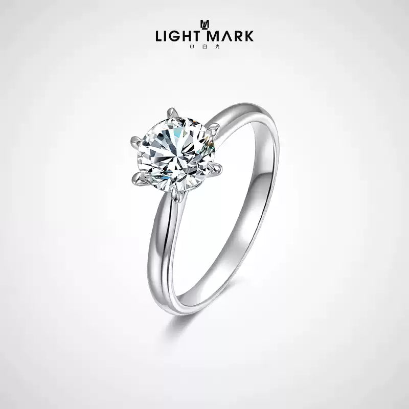 LIGHT MARK/Little White Light 18K Gold Classic Six-claw Diamond Ring Fashionable and Versatile Diamond Ring Proposal Gift for Women