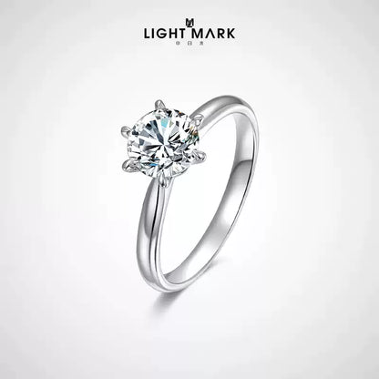 LIGHT MARK/Little White Light 18K Gold Classic Six-claw Diamond Ring Fashionable and Versatile Diamond Ring Proposal Gift for Women