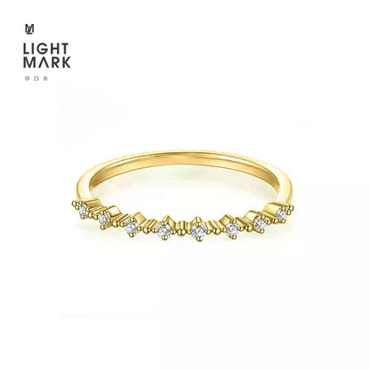 LightMark small white light 18K gold diamond ring stacking ring tail ring guard ring inlaid custom diamond ring female