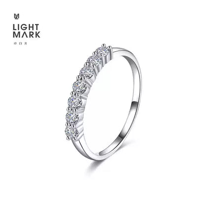 LightMark small white light 18K gold diamond ring stacking ring tail ring guard ring inlaid custom diamond ring female