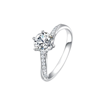 LIGHT MARK/Little White Light Goddess of Fortune 18k Gold Diamond Ring Six-claw Twist-arm Diamond Ring Proposal Female Ring