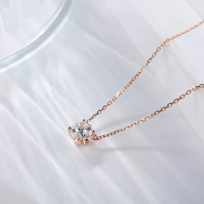 LIGHT MARK/Little White Light 18K Gold Four-claw Diamond Necklace Clavicle Chain Fashion Simple Set Chain for Girlfriend