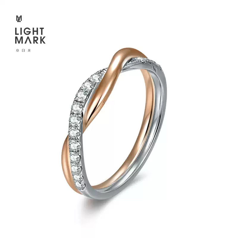 LIGHT MARK/Little White Light Mobius 18K Gold Diamond Couple Ring