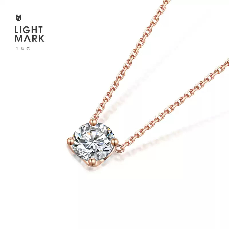 LIGHT MARK/Little White Light 18K Gold Four-claw Diamond Necklace Clavicle Chain Fashion Simple Set Chain for Girlfriend