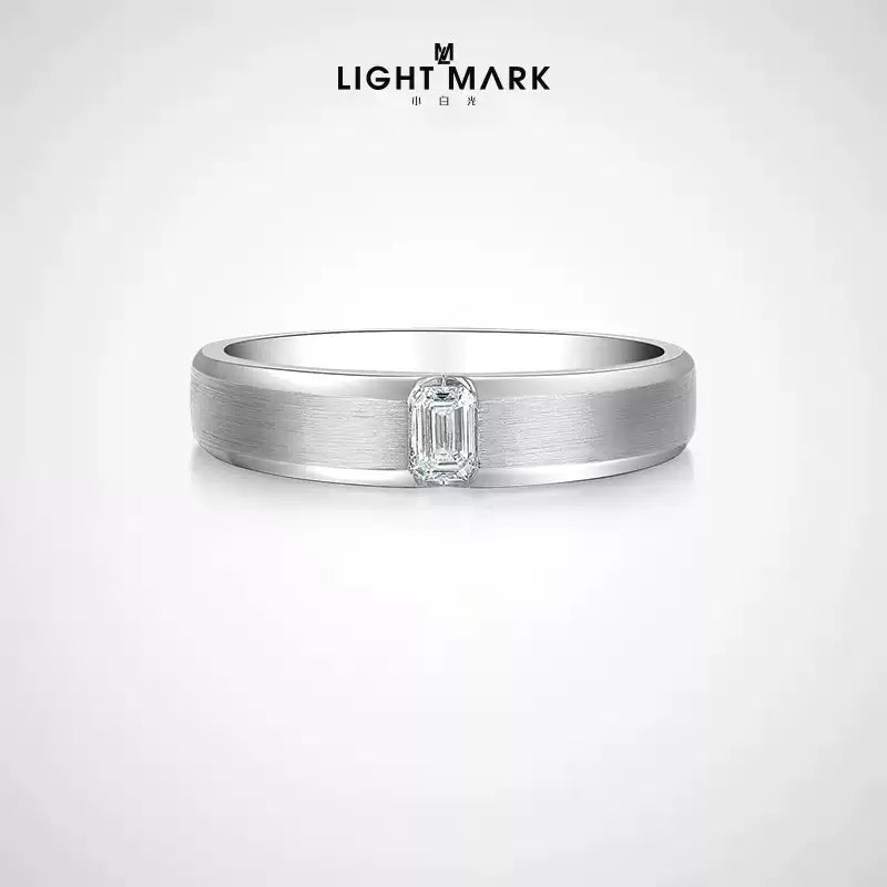 LIGHT MARK/Little White Light 18K Gold Diamond Men's Ring Wedding Ring Emerald Diamond