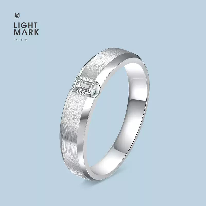 LIGHT MARK/Little White Light 18K Gold Diamond Men's Ring Wedding Ring Emerald Diamond