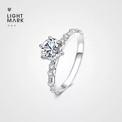 LIGHT MARK/Little White Light Esther 18k gold diamond ring six-claw engagement diamond ring female ring official authentic