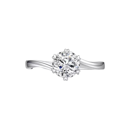 LightMark small white light twisting arm snowflake six claw 18K gold 50 points diamond ring