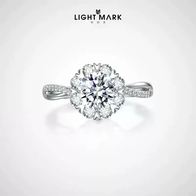 LIGHT MARK/Little White Light Promise 18k Gold Diamond Ring Female Proposal Wedding Diamond Ring